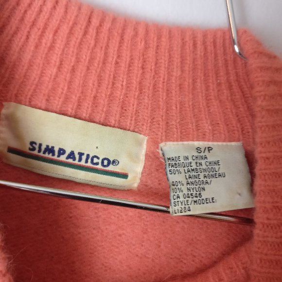 Coral sweater 50% Lambswool 40% Angora blend stretchy Boxy fit cropped Sweater - Picture 4 of 6